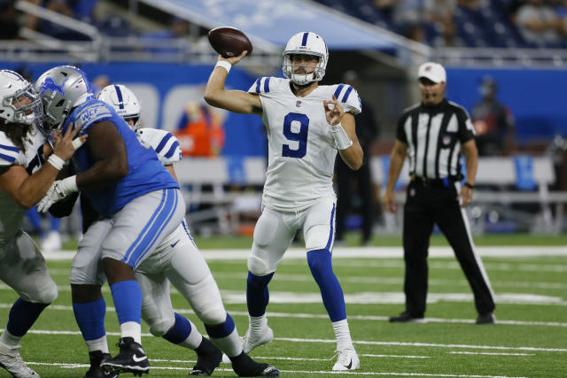 Indianapolis Colts offensive tackle Dan Skipper (74) walks off the