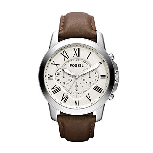 Fossil Men's Grant Quartz Stainless Steel and leather Dress Watch Color: Silver, Brown (Model: FS4735IE) (Amazon / Amazon)