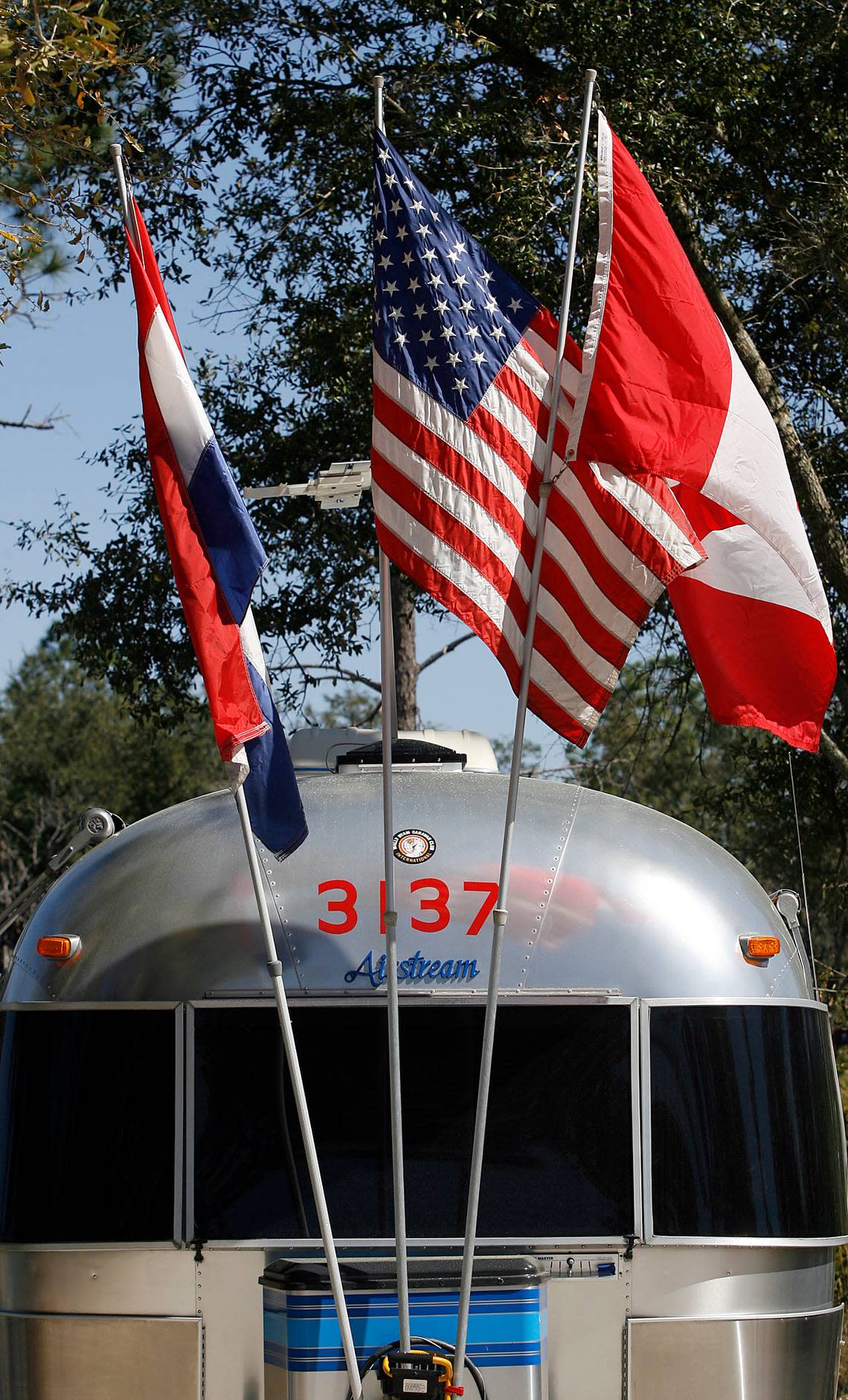 An Airstream trailer awaits setup for a past Tin Can Tourists gathering at Lake Manatee in 2010.