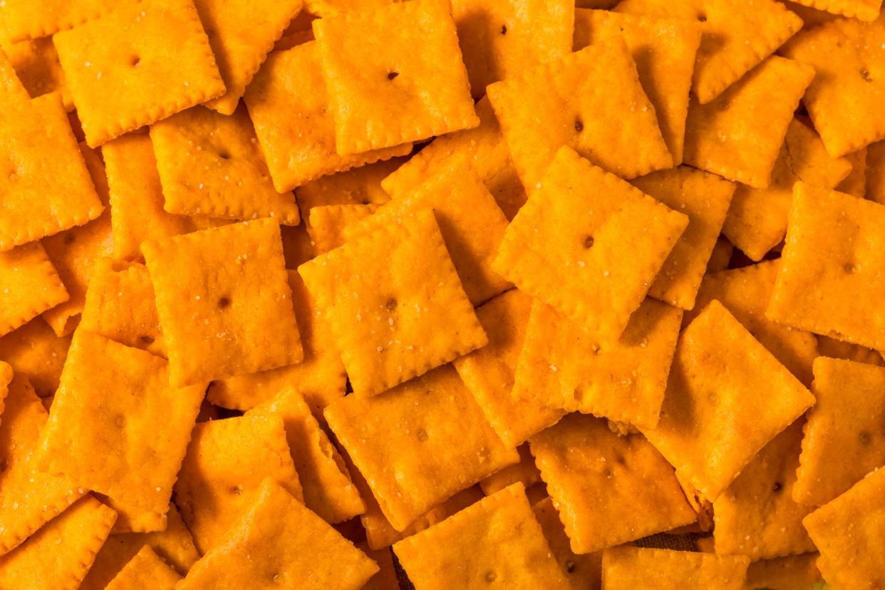 Organic Square Cheese Cracker Snacks in a Bowl