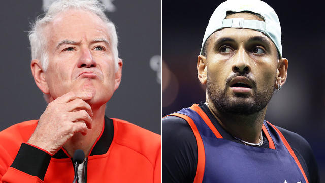 Pictured left to right, tennis legend John McEnroe and Aussie star Nick Kyrgios.