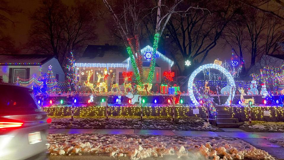 A fully decorated home in Candy Cane Lane in Milwaukee on Sat., Dec. 10, 2022.