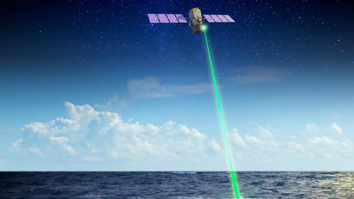 An illustration of the space-based CALIPSO lidar satellite.