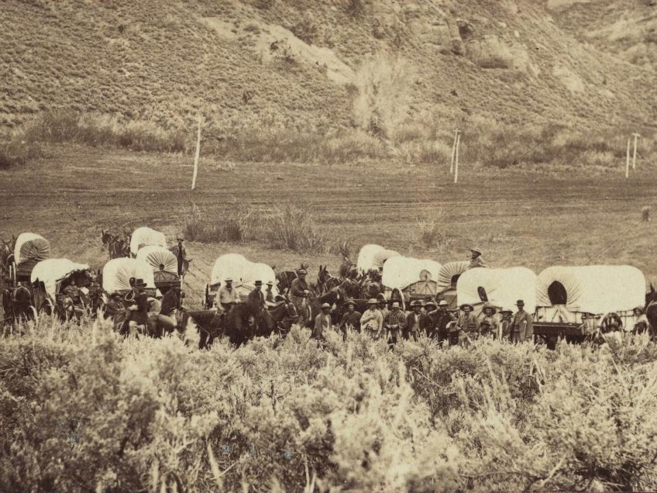 Latter-Day Saint travel by wagon to Echo Canyon, Utah, in 1870