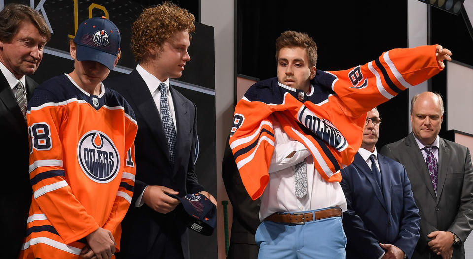 The Oilers got the big D-man they coveted in London’s Evan Bouchard. (Photo by Brian Babineau/NHLI via Getty Images)