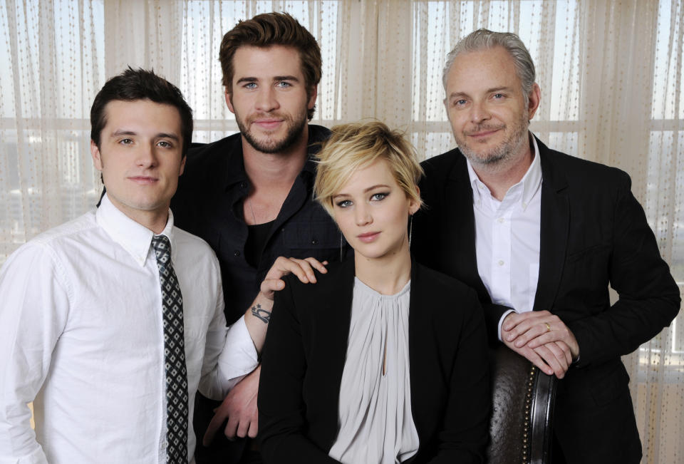 Francis Lawrence with the cast of The Hunger Games