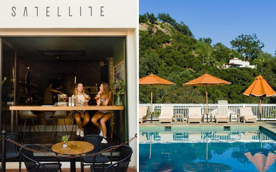 From left: Satellite, part of a three-story co-working space; the pool at San Ysidro Ranch. | Oriana Koren