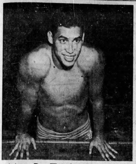 Pictured here in 1956, Bill Woolsey was an NCAA and Big Ten champion for the Hoosiers.