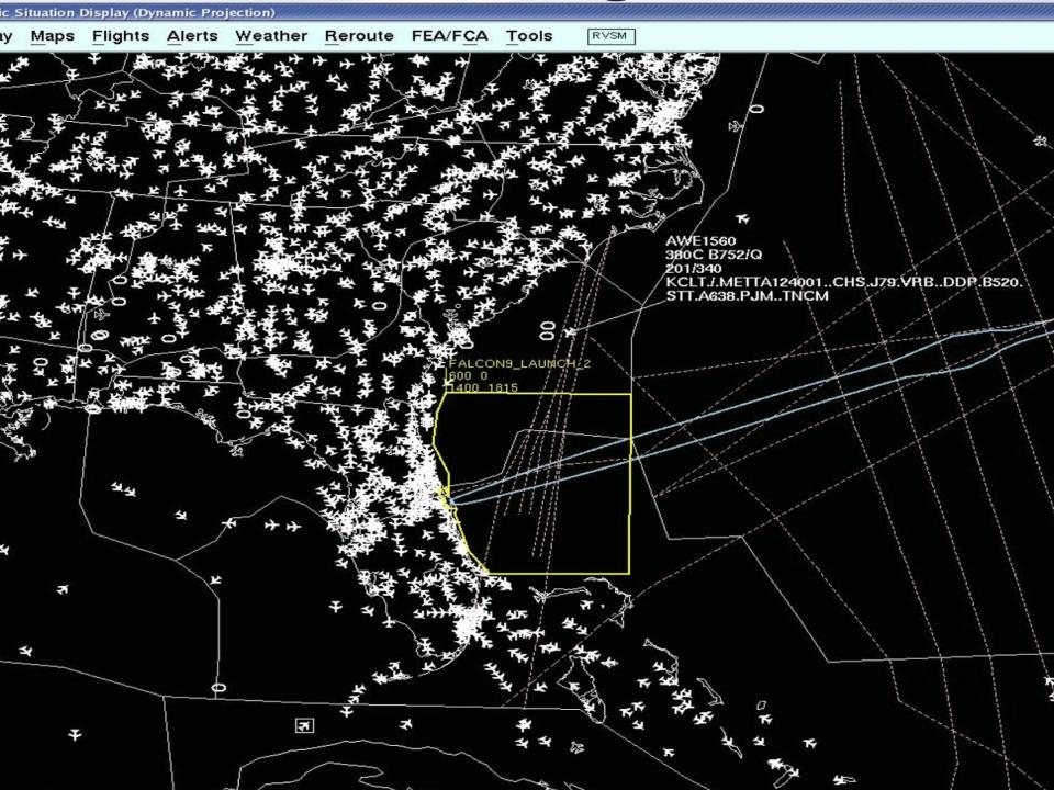 Map of airspace restrictions for a launch.