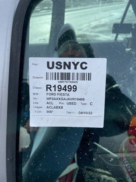 Dorian Degoutte, a filmmaker from Vierzon. France, shipped his 1997 Ford Fiesta to New York on Oct. 4, 2022 via Atlantic Container Line for a final trip to Detroit before going to the scrapyard. A separate receipt provided to the Free Press shows arrival Oct. 31, 2022.