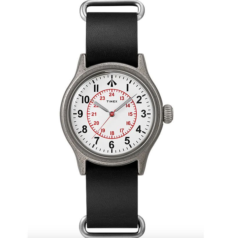 <p><strong>Timex x Nigel Cabourn </strong></p><p>timex.com</p><p><strong>$195.00</strong></p><p><a href="https://go.redirectingat.com?id=74968X1596630&url=https%3A%2F%2Fwww.timex.com%2Ftimex-x-nigel-cabourn-naval-officers-watch%2FTWG025100O6.html&sref=https%3A%2F%2Fwww.esquire.com%2Fstyle%2Fmens-fashion%2Fg34876694%2Fbest-new-menswear-december-5-2020%2F" rel="nofollow noopener" target="_blank" data-ylk="slk:Buy;elm:context_link;itc:0;sec:content-canvas" class="link ">Buy</a></p>