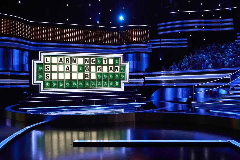 Players must correctly guess letters from a board while holding onto their cash prize. (ITV)