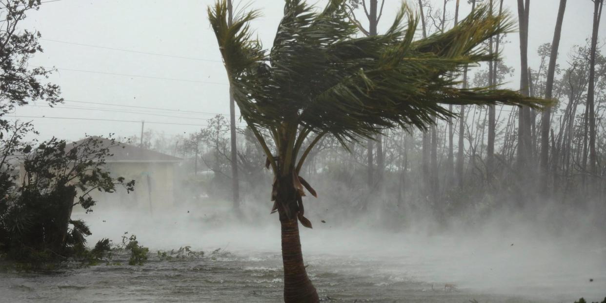 A road is flooded during the passing of Hurricane Dorian in Freeport, Grand Bahama, Bahamas, Monday, Sept. 2, 2019.