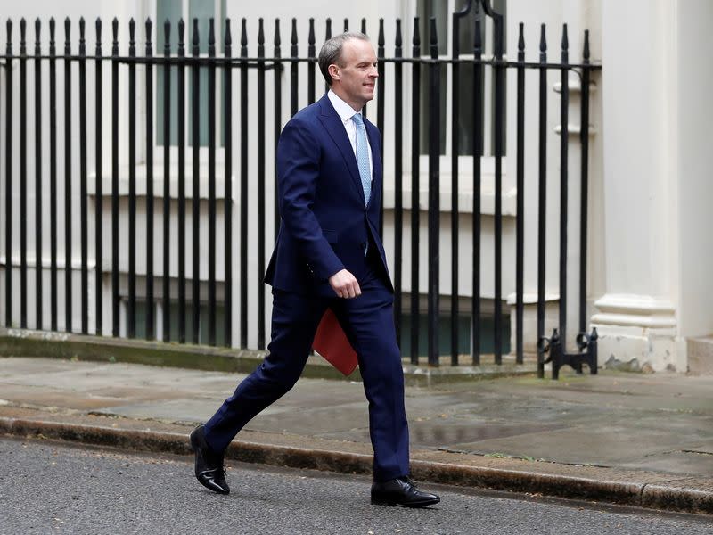 Members of Britain's cabinet meet at Downing Street in London