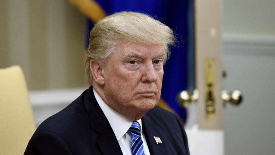 PHOTO: In this June 30, 2017, file photo, President Donald Trump looks on during a meeting in the Oval Office of the White House in Washington, D.C. (Pool via Getty Images, FILE)