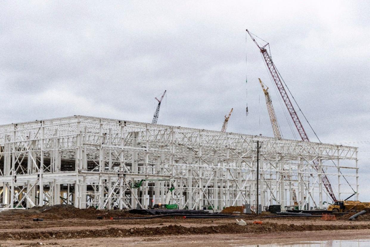 Work is ongoing at Ford's BlueOval City in Stanton, Tenn. Production is expected to begin in 2025.