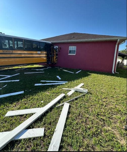This school bus crashed into a Marion Oaks home Wednesday morning, June 26, 2024.