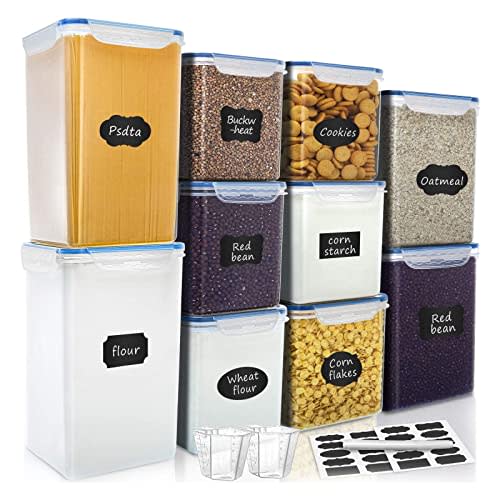VERONES Large Tall Airtight Food Storage Containers, 10 PACK Plastic Airtight Kitchen & Pantry Organization, Ideal for Flour & Sugar - BPA-Free - Plastic Canisters with Labels (AMAZON)