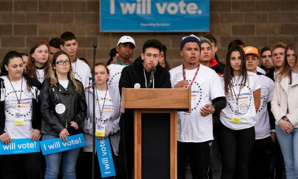 Carlos Rodriguez speaks Thursday in Littleton, Colorado.