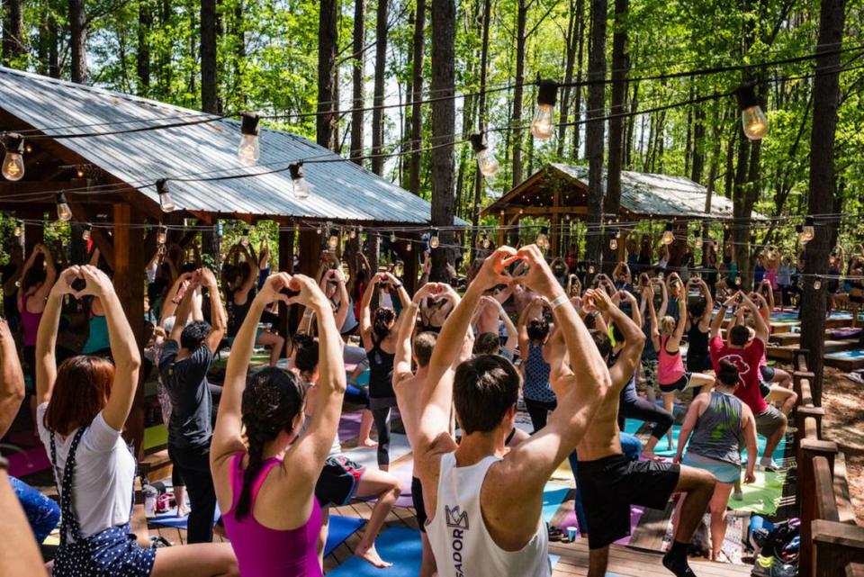 Activities including free yoga are available at the U.S. National Whitewater Center. Courtesy of the U.S. National Whitewater Center