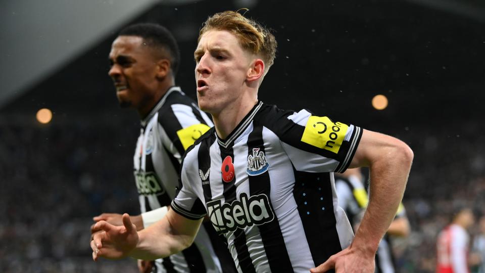  Anthony Gordon of Newcastle United running up the pitch ahead of the Newcastle vs Chelsea Premier League clash. 