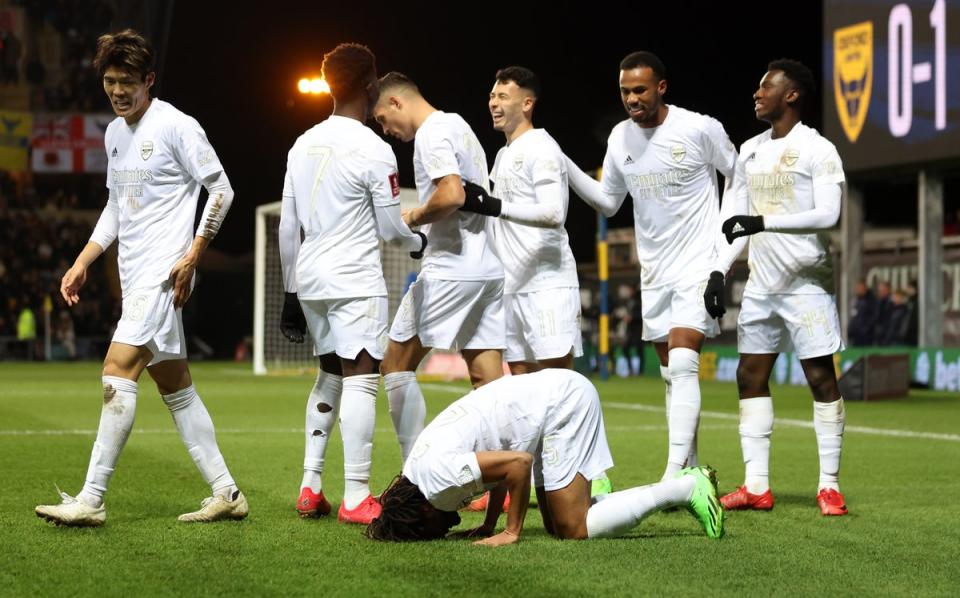 Arsenal won away at Oxford while wearing the all-white kit in last season’s FA Cup (Getty Images)