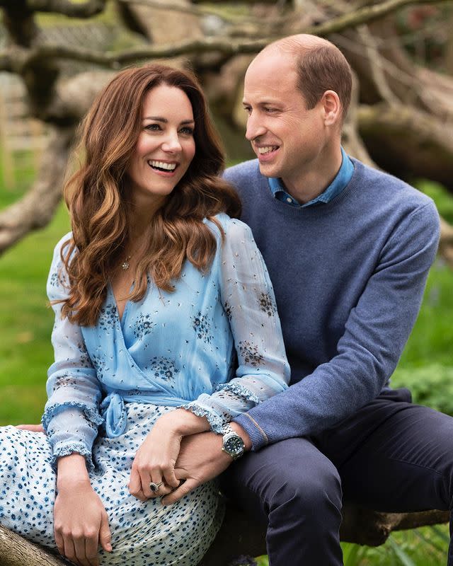 <p>The Duke and Duchess of Cambridge released two new portraits ahead of their 10th wedding anniversary on April 29. The photographs, taken at Kensington Palace the same week by Chris Floyd, see the couple sitting on a bench together in the grounds of their home smiling, holding hands and wearing coordinated blue ensembles. </p><p><a href="https://www.instagram.com/p/COOYsKrlE54/" rel="nofollow noopener" target="_blank" data-ylk="slk:See the original post on Instagram;elm:context_link;itc:0;sec:content-canvas" class="link ">See the original post on Instagram</a></p>