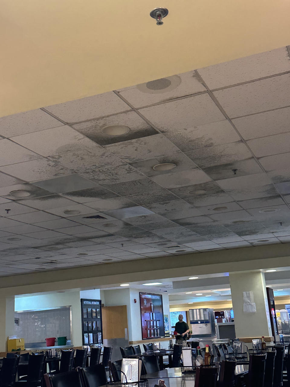 A photo submitted to Hots&Cots showing mold on the ceiling of a dining room. The anonymous author said the image was from the U.S. Army Garrison Red Cloud in South Korea. (Hots & Cots)