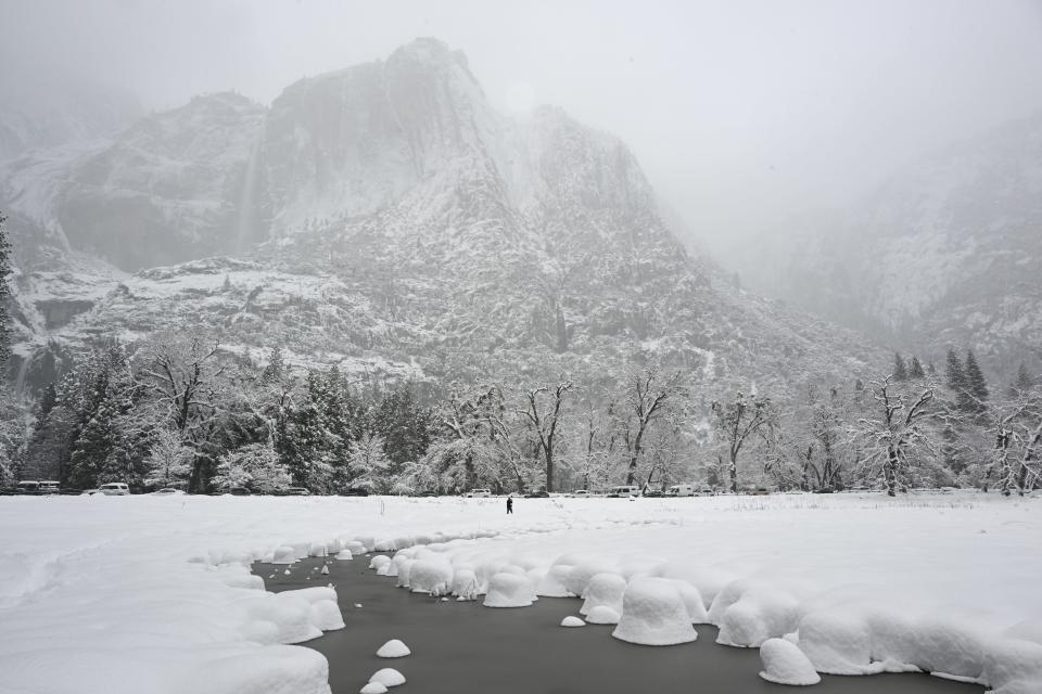 Snow blankets Yosemite National Park in California, United States on February 23, 2023 as winter storm alerted in California.