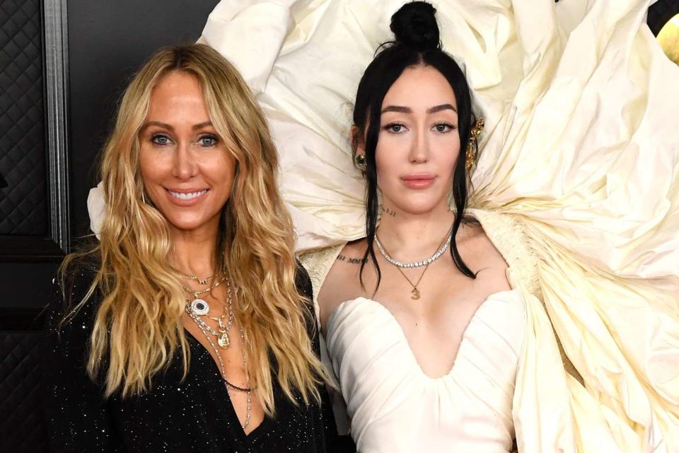 <p>Kevin Mazur/Getty</p> Tish Cyrus and Noah Cyrus in Los Angeles in March 2021