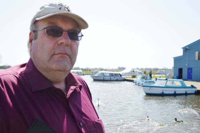 Kelvin Allen, eastern region chairman of the Angling Trust, at Herbert Woods, in Potter Heigham, as he warns an algai build up is killing fish and putting tourists off visiting the Norfolk Broads. PRESS ASSOCIATION Photo. Picture date: Wednesday April 15, 2015. While recent temperatures topping 20C (68F) have attracted the first holidaymakers of the season to the area, the pleasant weather could have the unfortunate side effect of increasing a build up of toxic algai which depletes oxygen levels in the water and kills fish.See PA story ENVIRONMENT Broads. Photo credit should read: Ben Kendall/PA Wire