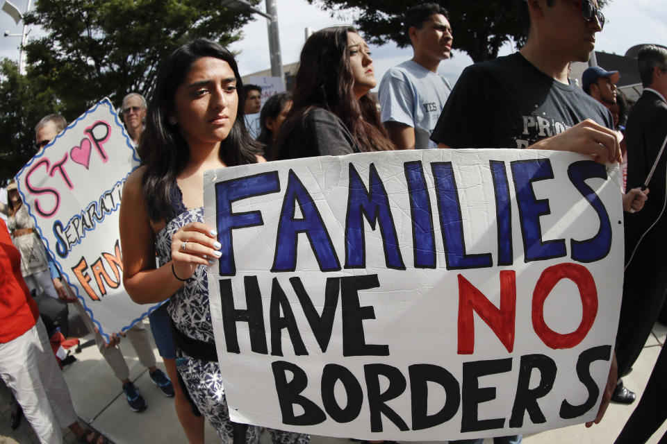 <p>Protestors rally in support of the Deferred Action for Childhood Arrivals program known as DACA outside the offices of Sen. Rob Portman, R-Ohio, Tuesday, Sept. 5, 2017, in Cincinnati. (Photo” Photo/John Minchillo/AP) </p>