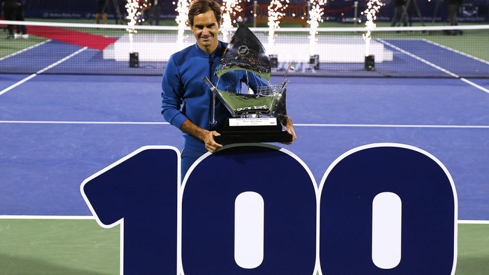 Roger Federer now has 100 titles. (Photo by Francois Nel/Getty Images)