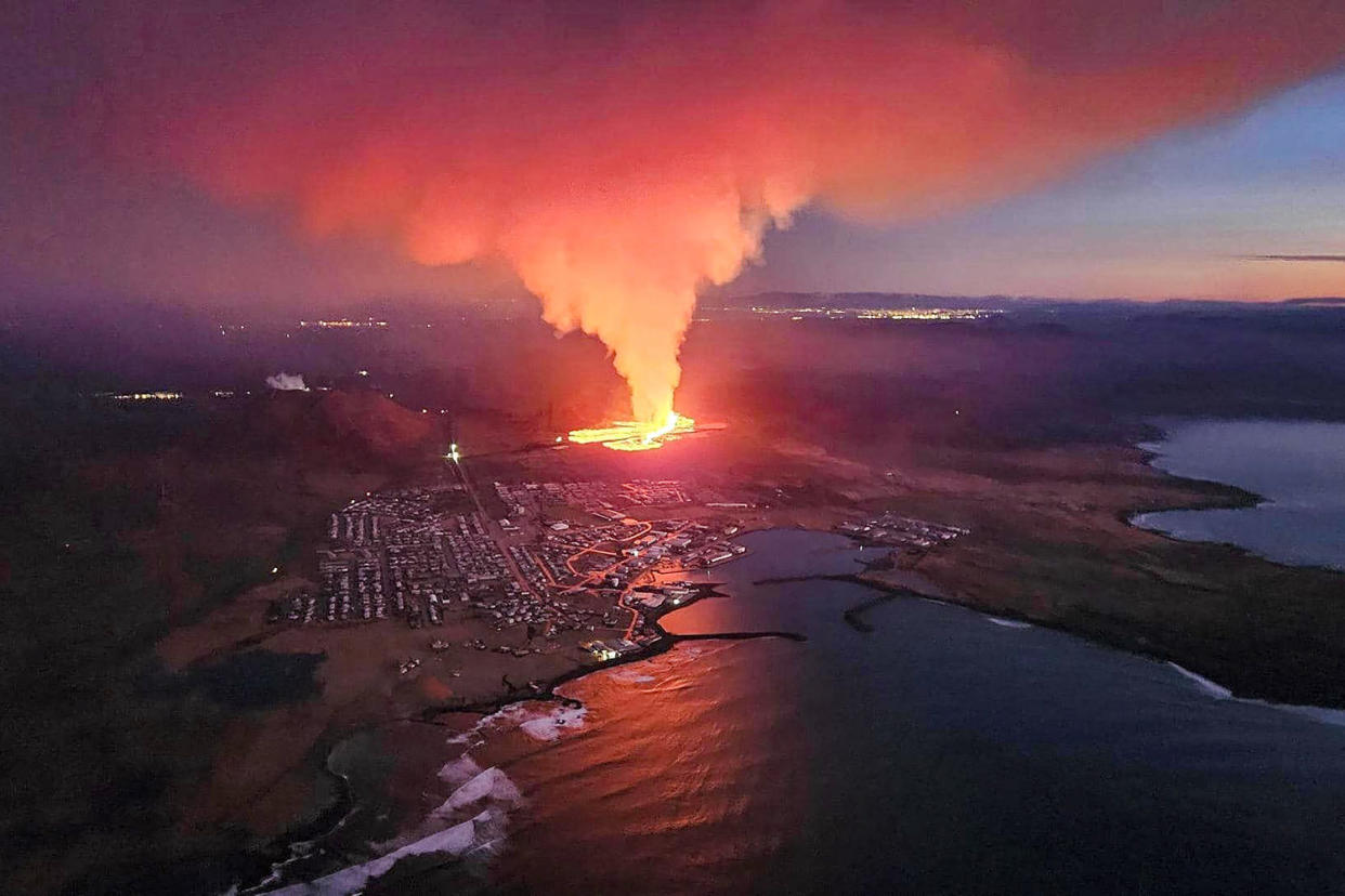 Seismic activity had intensified overnight and residents of Grindavik were evacuated, Icelandic public broadcaster RUV reported. This is Iceland's fifth volcanic eruption in two years, the previous one occurring on December 18, 2023 in the same region southwest of the capital Reykjavik. Iceland is home to 33 active volcano systems, the highest number in Europe.  (AFP - Getty Images)