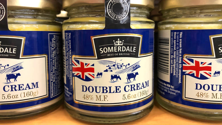 Jars of British double cream