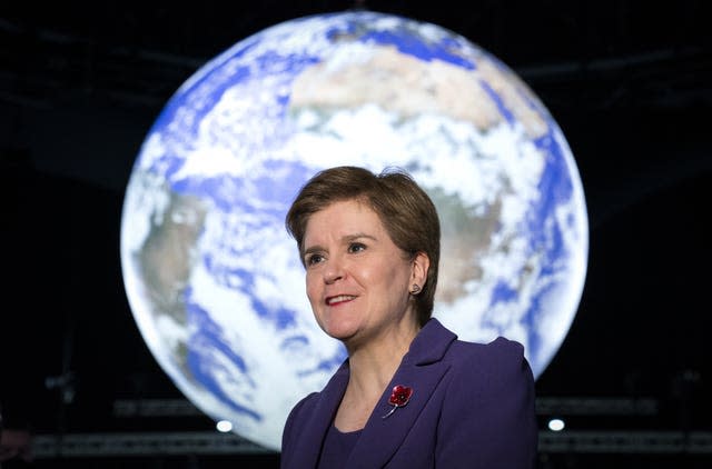 First Minister Nicola Sturgeon in the Action Zone during the Cop26 summit in Glasgow (Jane Barlow/PA)