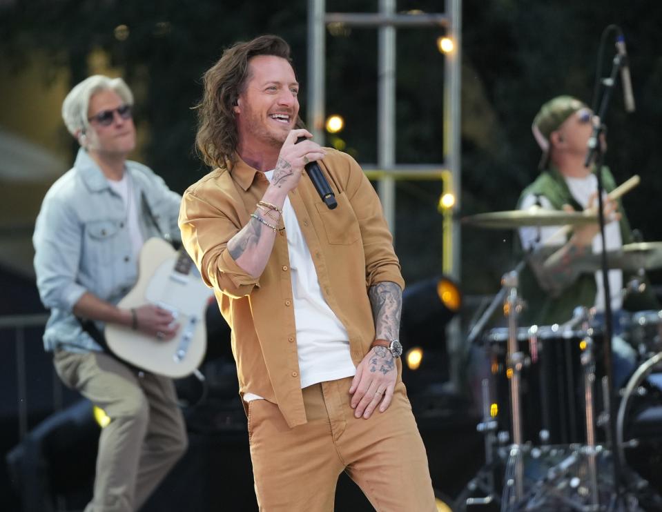 Tyler Hubbard performs at the CMT Awards concert on Congress Avenue on Wednesday March 29, 2023.