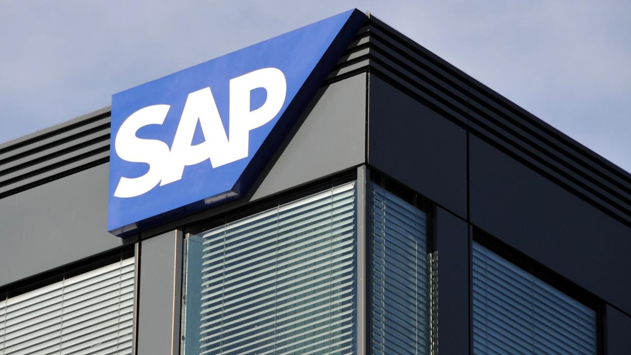 Hamburg / Germany - May 23, 2009: SAP logo in Hamburg, Germany - SAP is a German based multinational software corporation - Image.