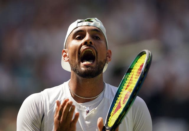 Nick Kyrgios screams in frustration