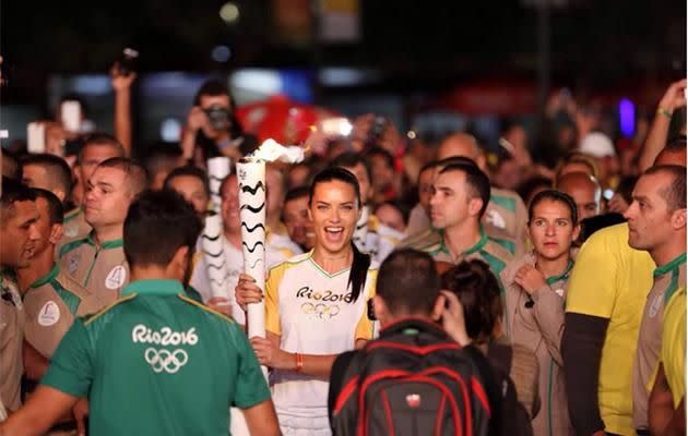 Adriana Lima carried the torch through the streets of Rio. Picture: Adriana Lima Instagram.