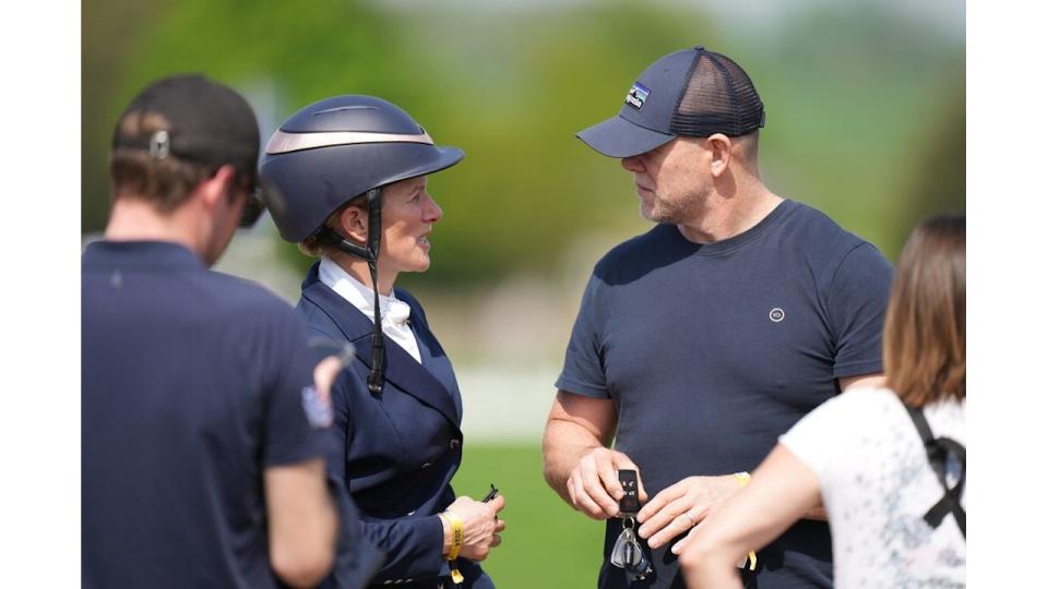 Mike and Zara were pictured in the sunshine at the Badminton Horse Trials