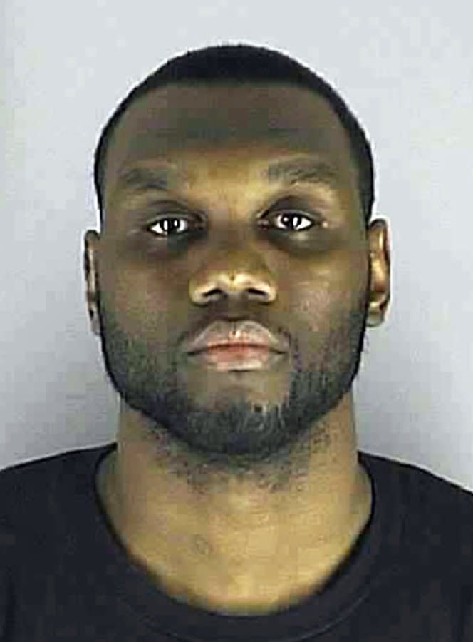 In this photo courtesy of Hennepin County Sheriff via Star Tribune, Al Jefferson, player for the Minnesota Timberwolves is shown in a booking mug. The Minnesota Timberwolves have suspended center Al Jefferson for the next two games without pay after his arrest on suspicion of DWI.  (AP Photo/Hennepin County Sheriff via Star Tribune)