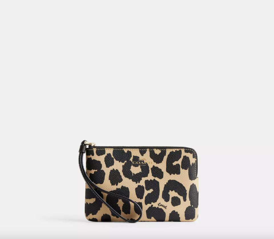 Leopard Print Corner Zip Wristlet (Photo via Coach Outlet)