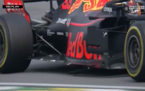 Verstappen took on damage in an incident with Ocon - Credit: Sky Sports F1