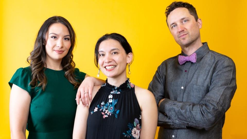 Host of NPR's Short Wave podcast, Emily Kwong, Regina Barber, and Aaron Scott