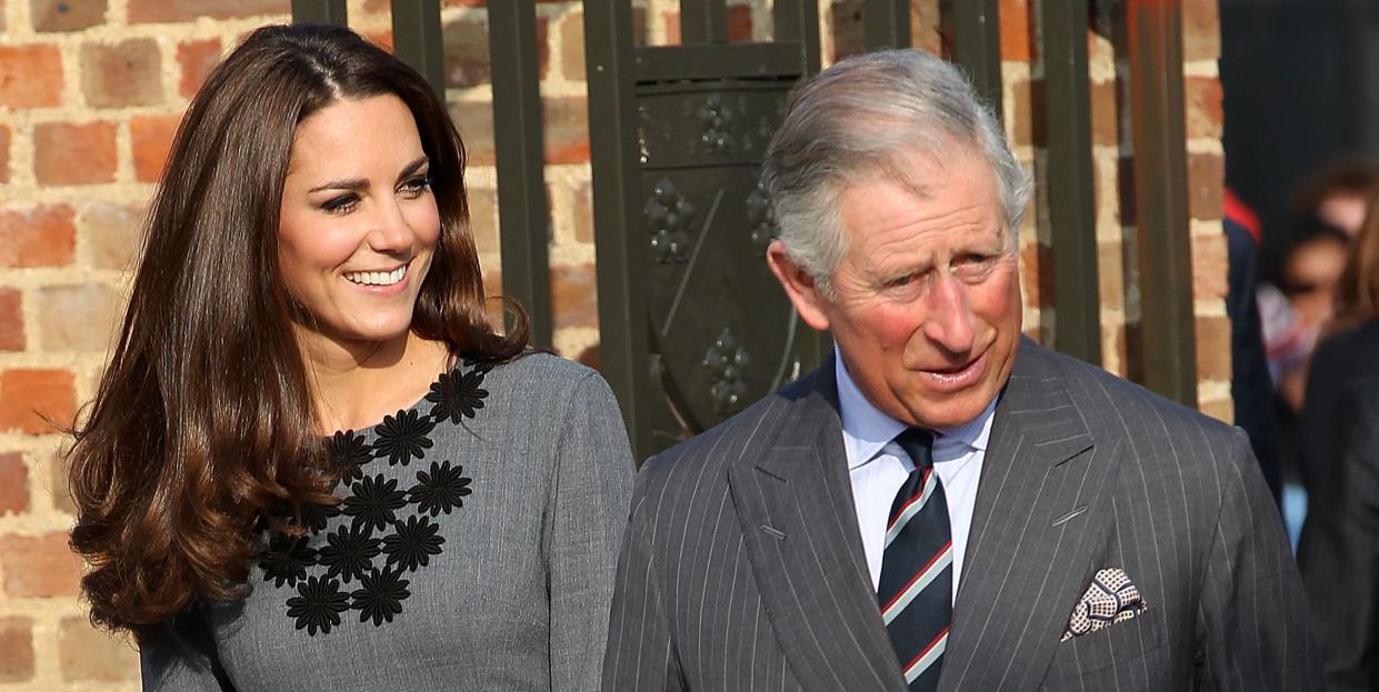 kate middleton and king charles together on a royal engagement looking happy