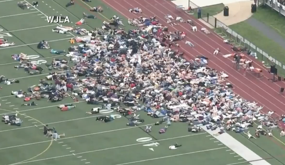 Students carry out 'die-in' in solidarity with the latest victims. Source: ABC 13 - WSET
