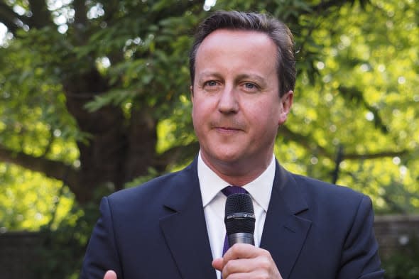 Prime Minister David Cameron makes a speech in the garden of 10 Downing Street