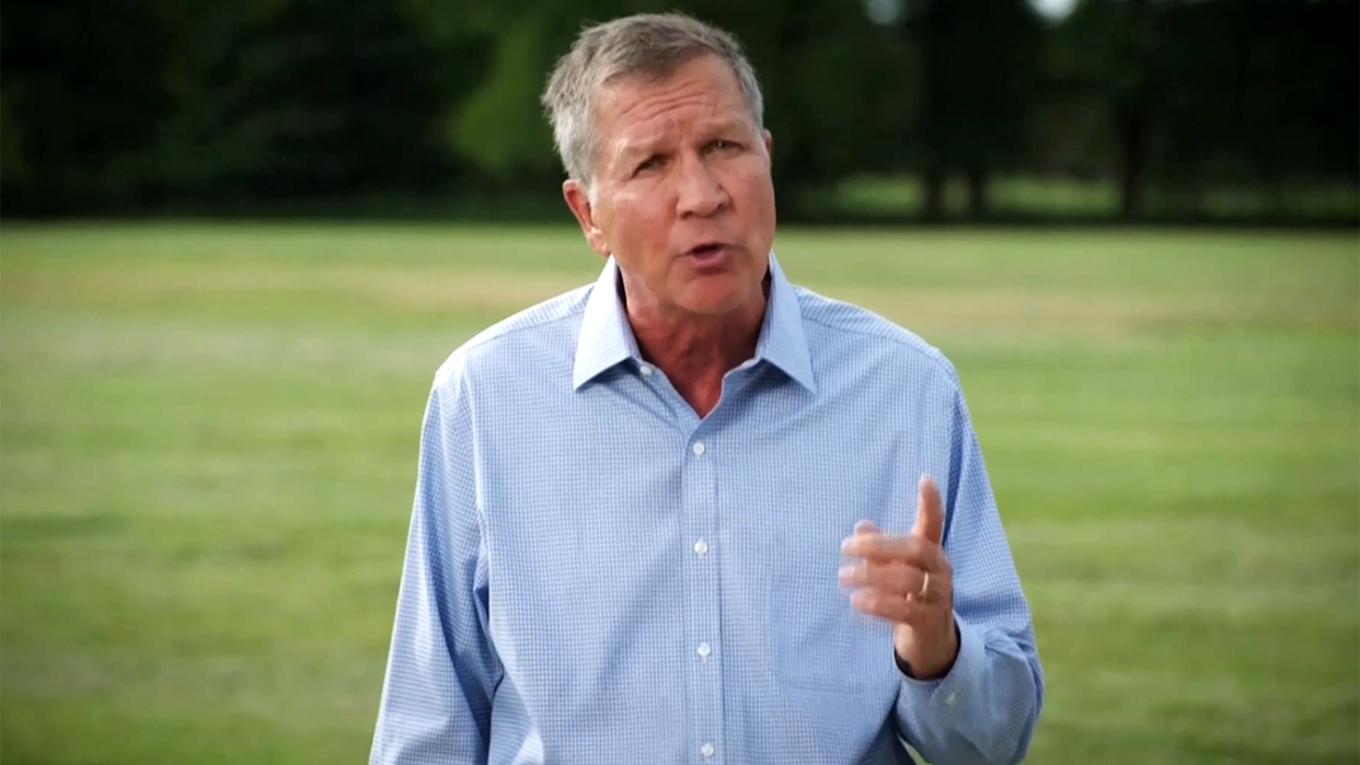 Former Ohio Gov. John Kasich speaks during the virtual Democratic National Convention on August 17, 2020. (via Reuters TV)