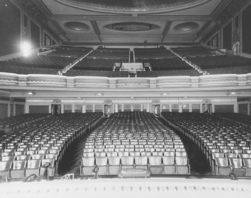This undated photo provided by The History Museum shows the seating area in the auditorium at what is now called the Morris Performing Arts Center in South Bend. It opened Nov. 2, 1922, as the Palace Theater and was called the Morris Civic Auditorium from 1959 to 2000.